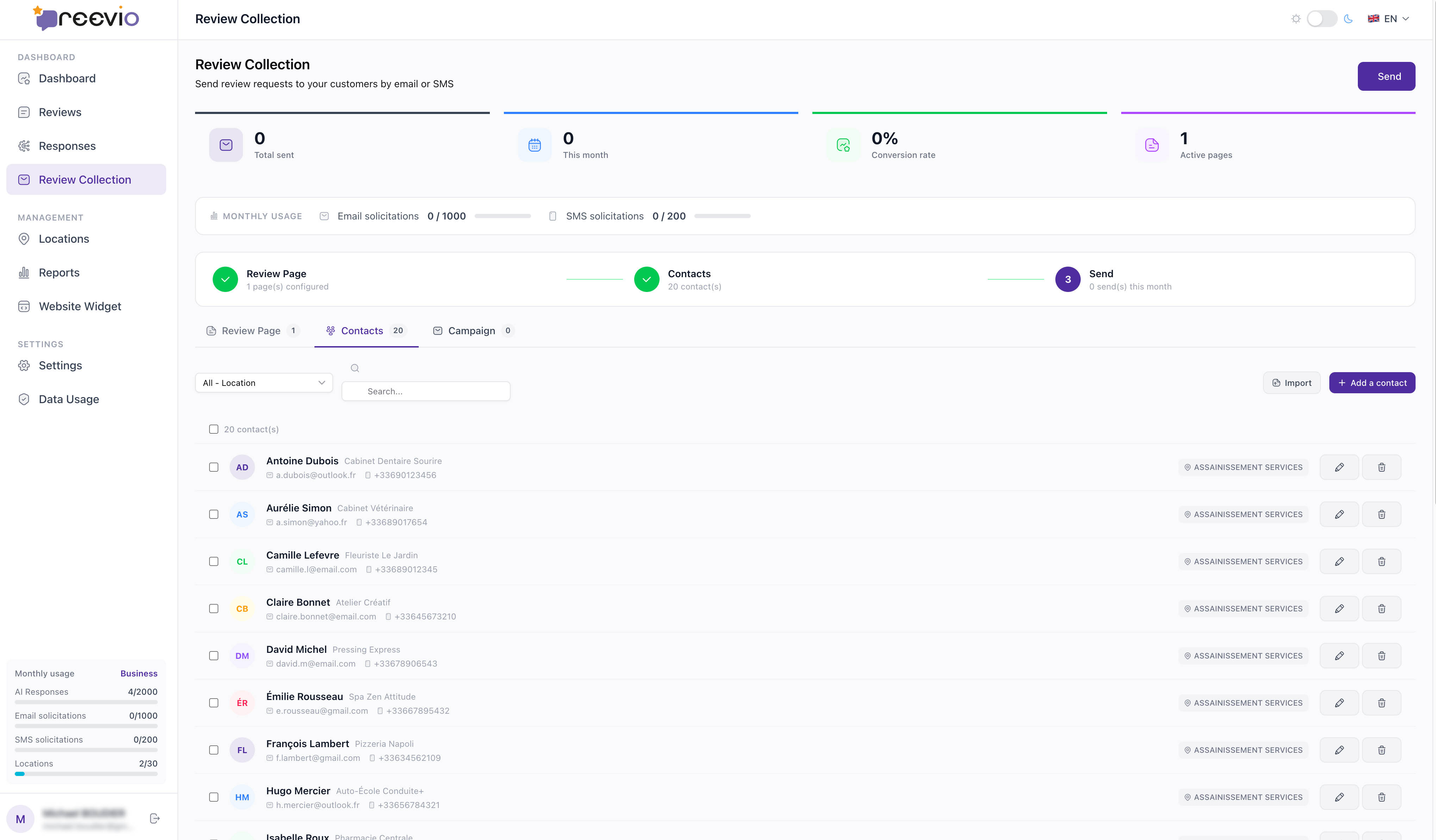 Sollicitation d'avis clients par email et SMS - Reevio